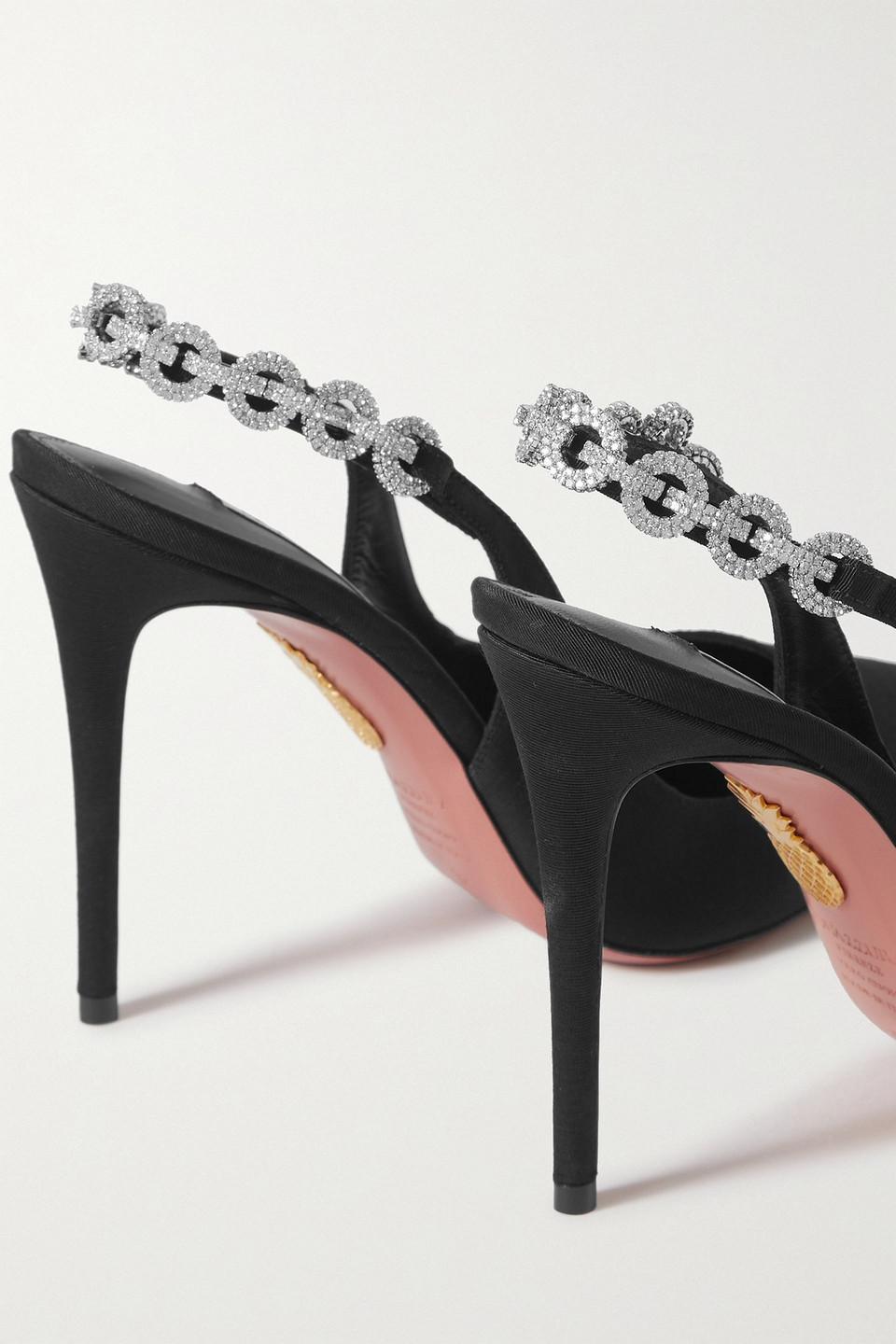 Aquazzura Love Link 105 Crystal embellished Grosgrain Slingback Pumps in Black Lyst UK