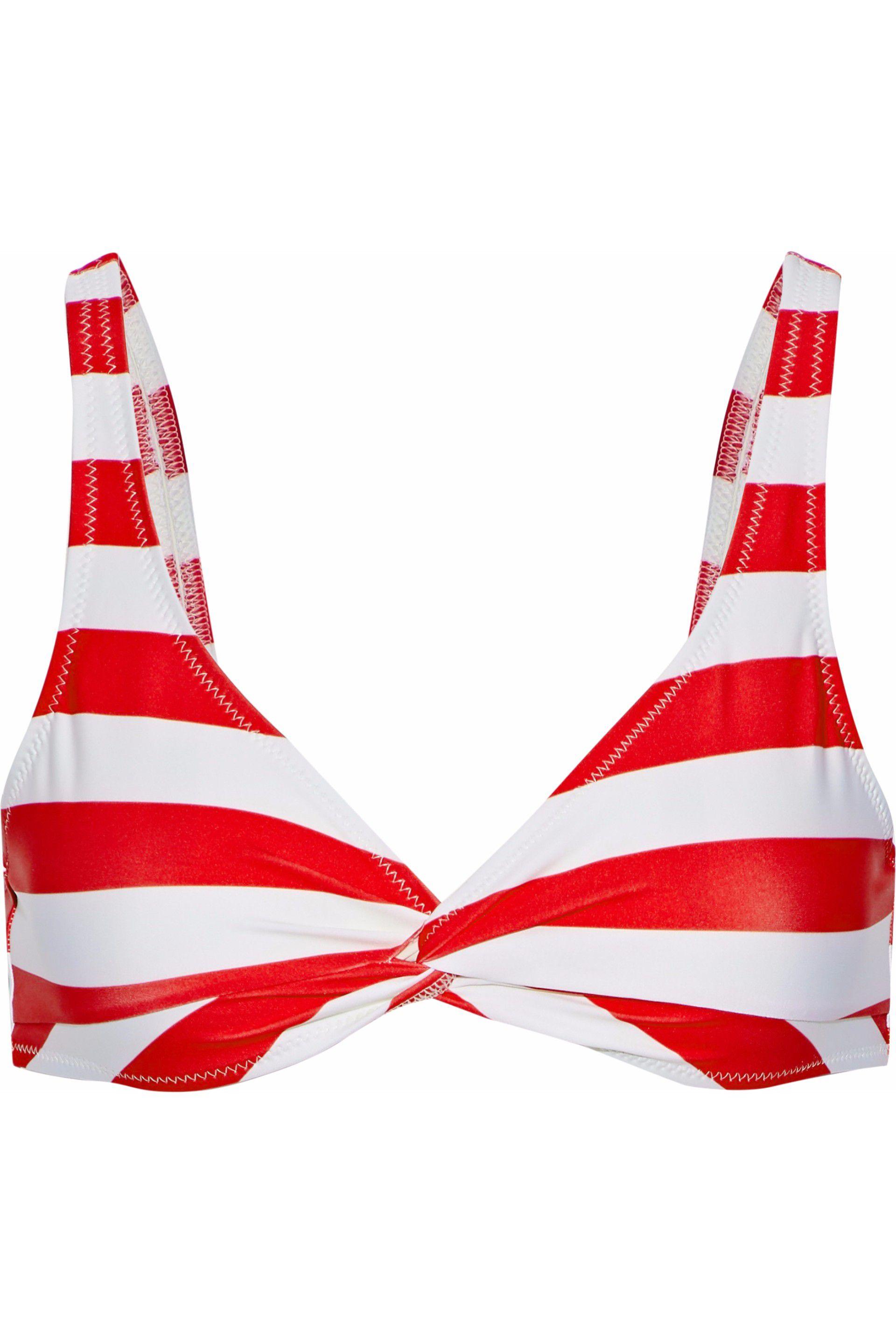 Solid & Striped Synthetic The Jane Twist-front Striped Bikini Top Red ...