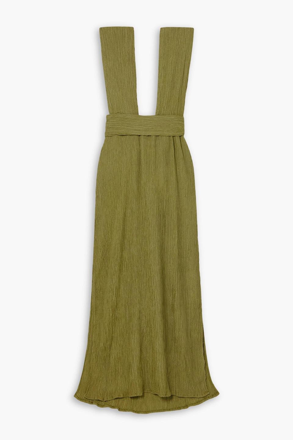 Savannah Morrow Verita Open-back Crinkled Silk And Bamboo-blend - Main Image