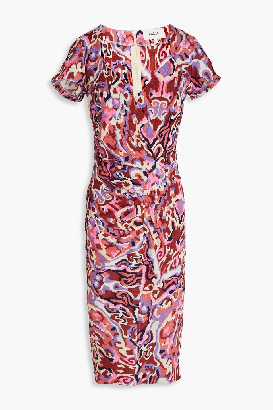 Ba sh Pleated Printed Crepon Dress in Red Lyst Canada
