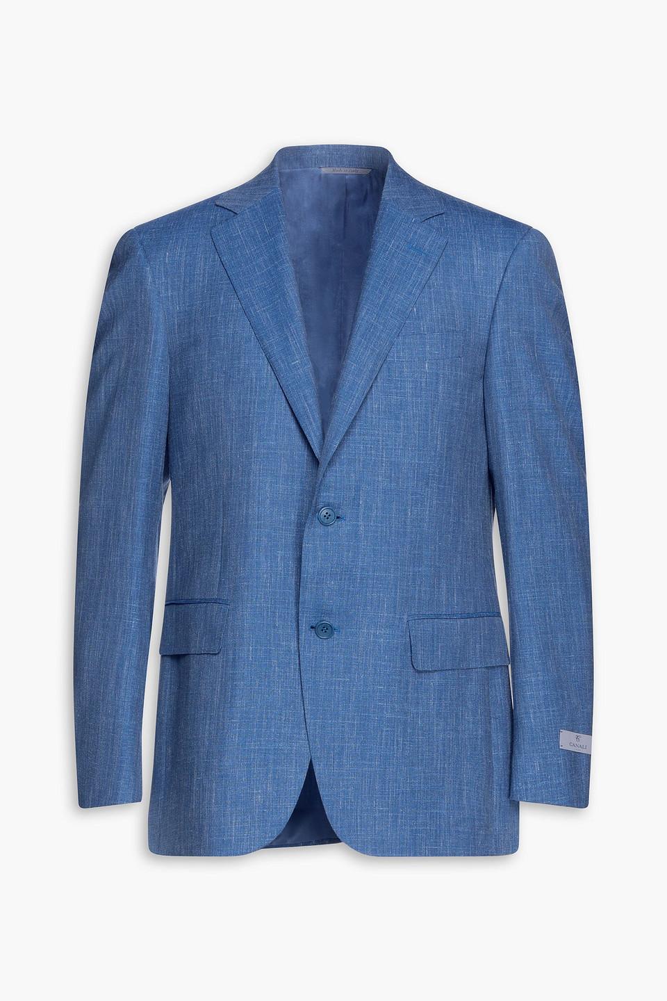 Canali Slub Wool, Silk And Linen-blend Blazer in Blue for Men | Lyst