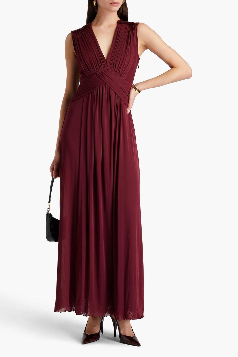 Diane von Furstenberg Marika Ruched Stretch-mesh Maxi Dress in Purple | Lyst Diane von Furstenberg Marika Ruched Stretch-mesh Maxi Dress in Purple | Lyst