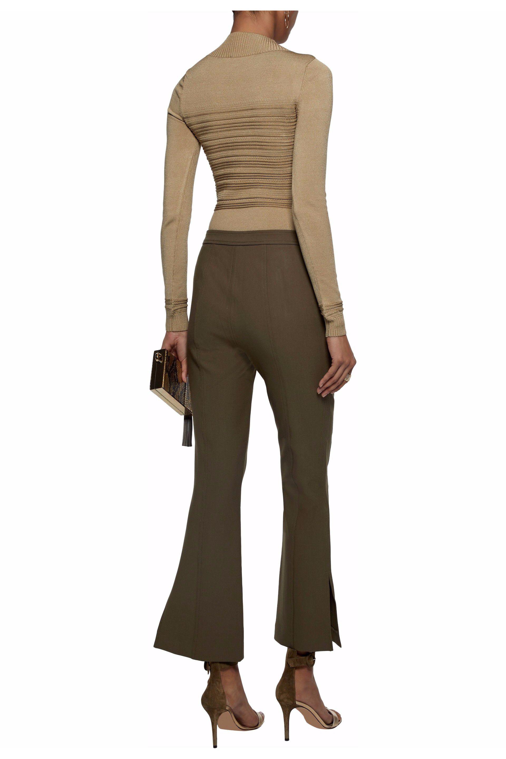 army green flare pants