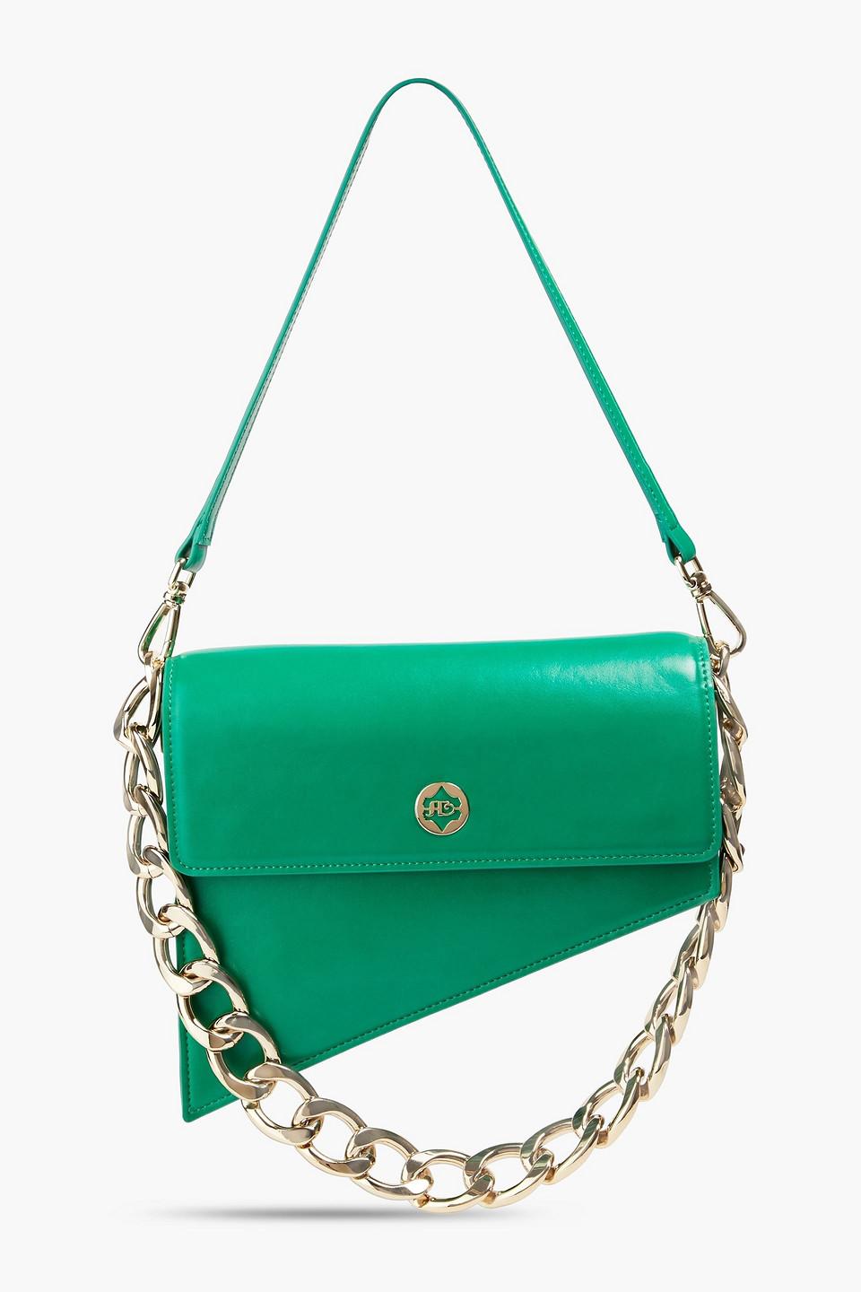 Sara Battaglia Euphoria Asymmetric Faux Leather Shoulder Bag in Green ...