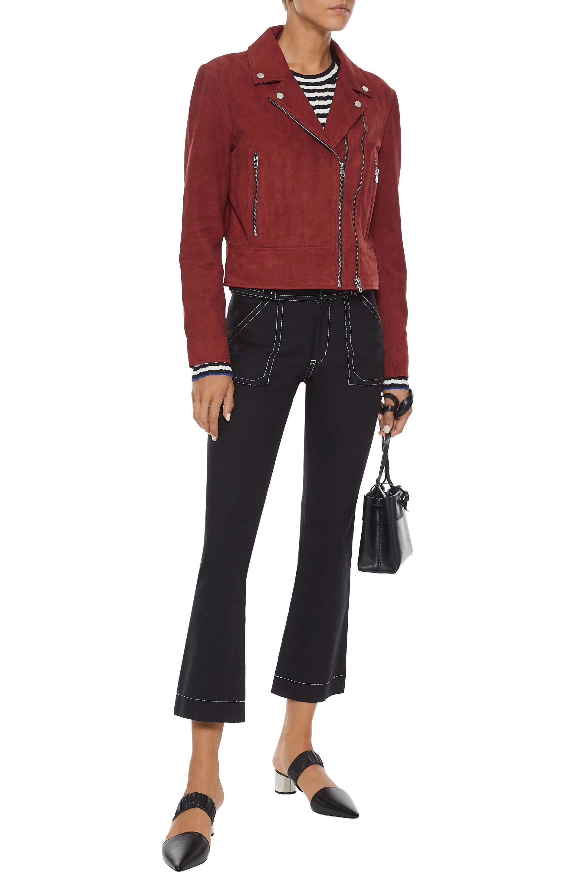 brick red leather jacket