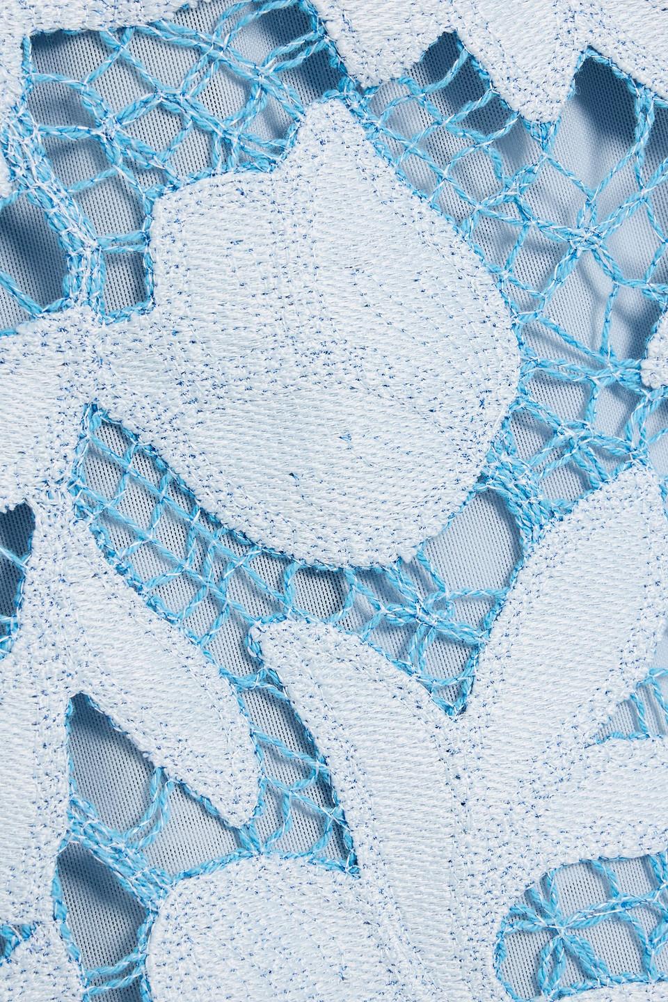 floral appliqué lace dress Mauve Flocked Lace Tunic Dress with Floral Appliqué main image 1