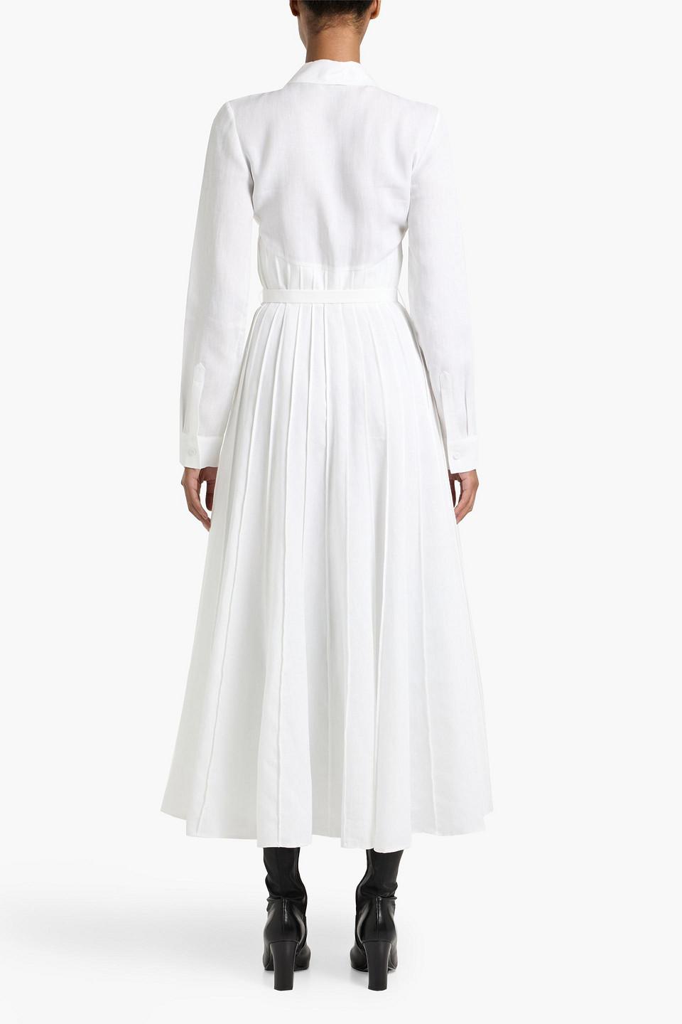 Gabriela Hearst Dewi Pintucked Linen Midi Shirt Dress in White | Lyst Gabriela Hearst Dewi Pintucked Linen Midi Shirt Dress in White | Lyst