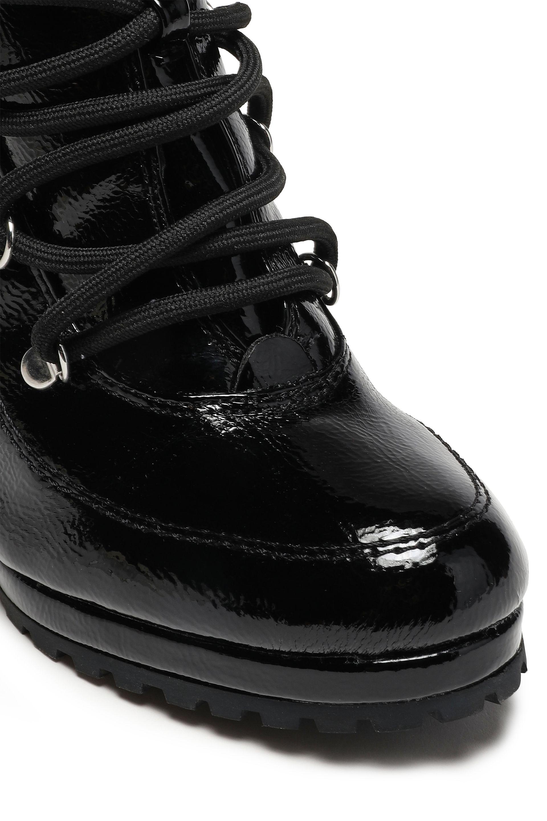 DKNY Lenni Crinkled Faux Patentleather Ankle Boots Black