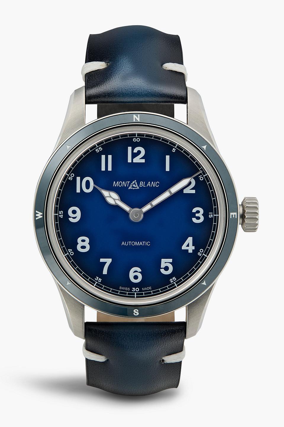 Montblanc 1858 Automatic 40mm Stainless Steel And Leather Watch