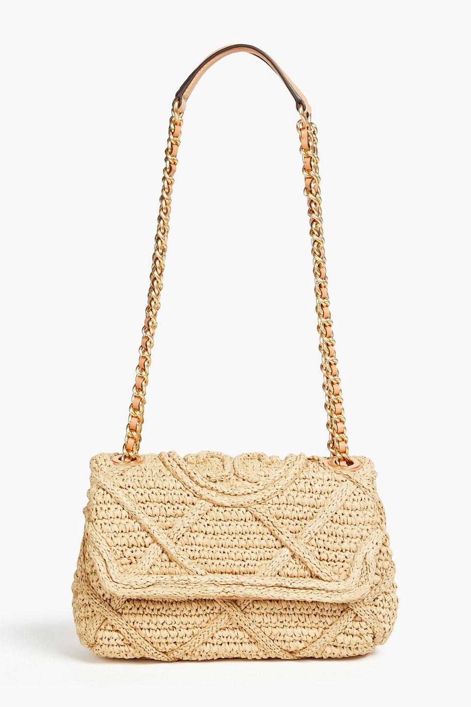 Tory Burch Fleming Straw Shoulder Bag in Natural | Lyst UK