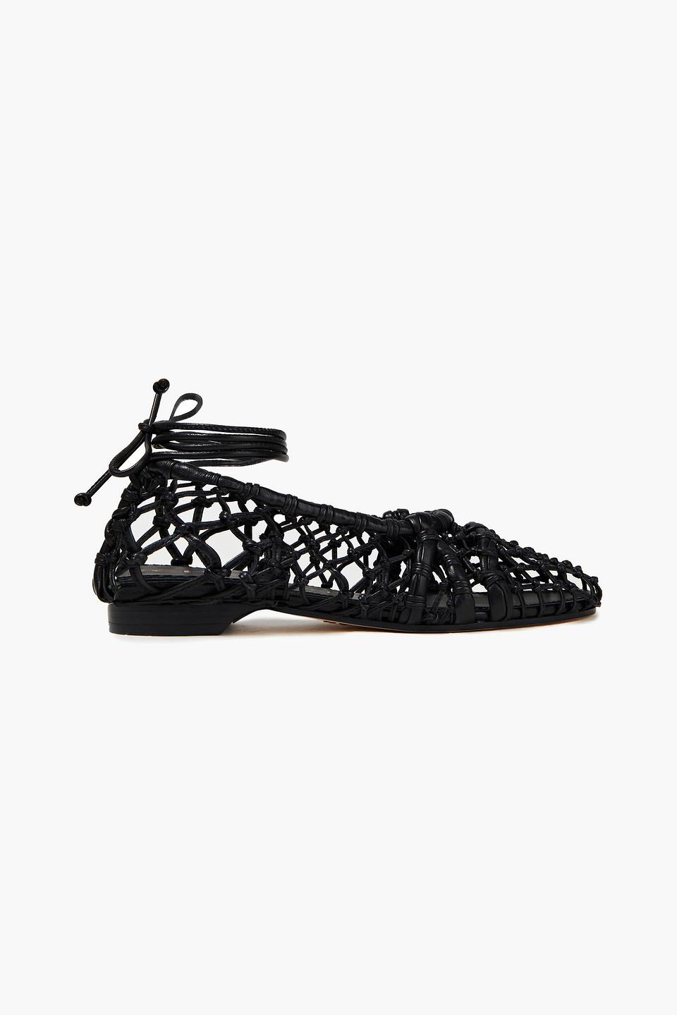 Tory Burch Helena Knotted Leather Ballet Flats in Black | Lyst Australia
