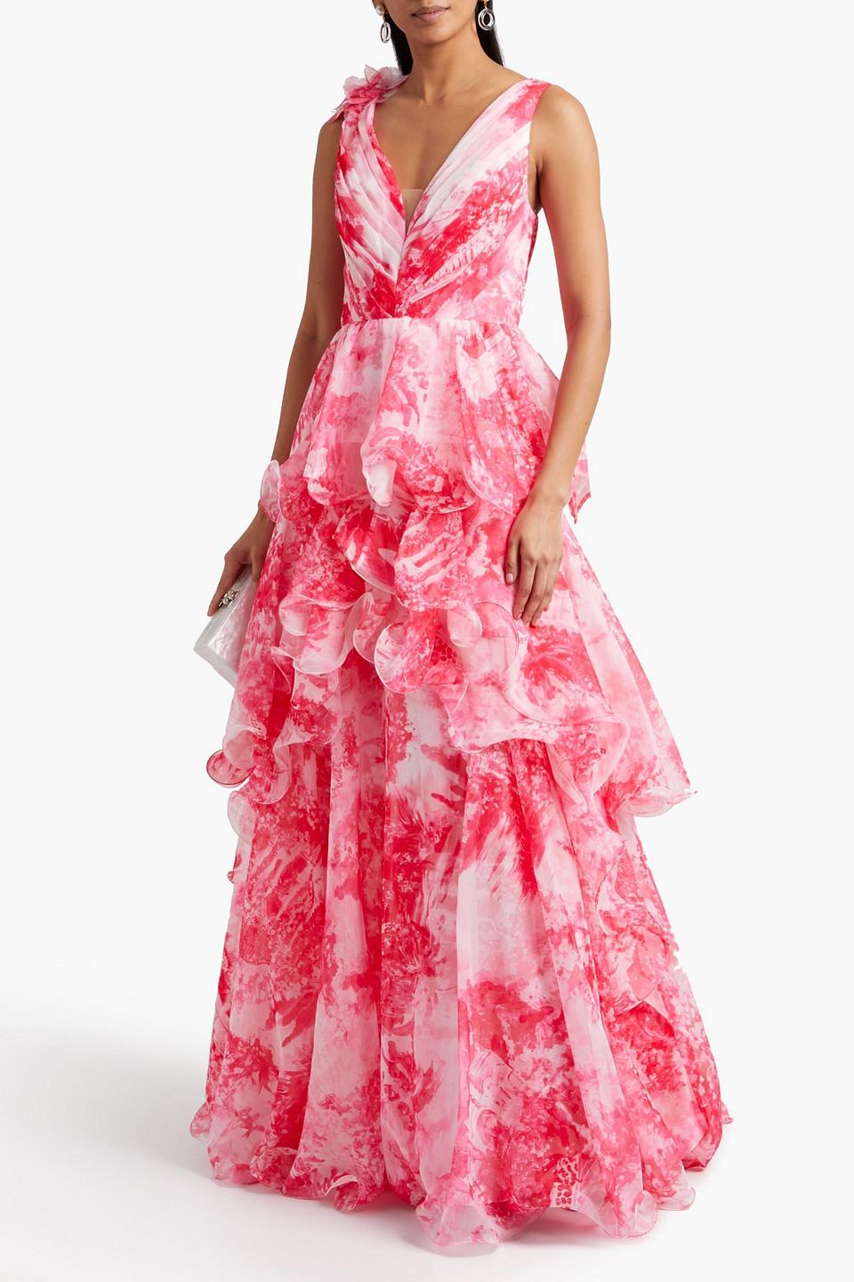 XSCAPE Women's Floral-Print Chiffon Halter Gown - Macy's
