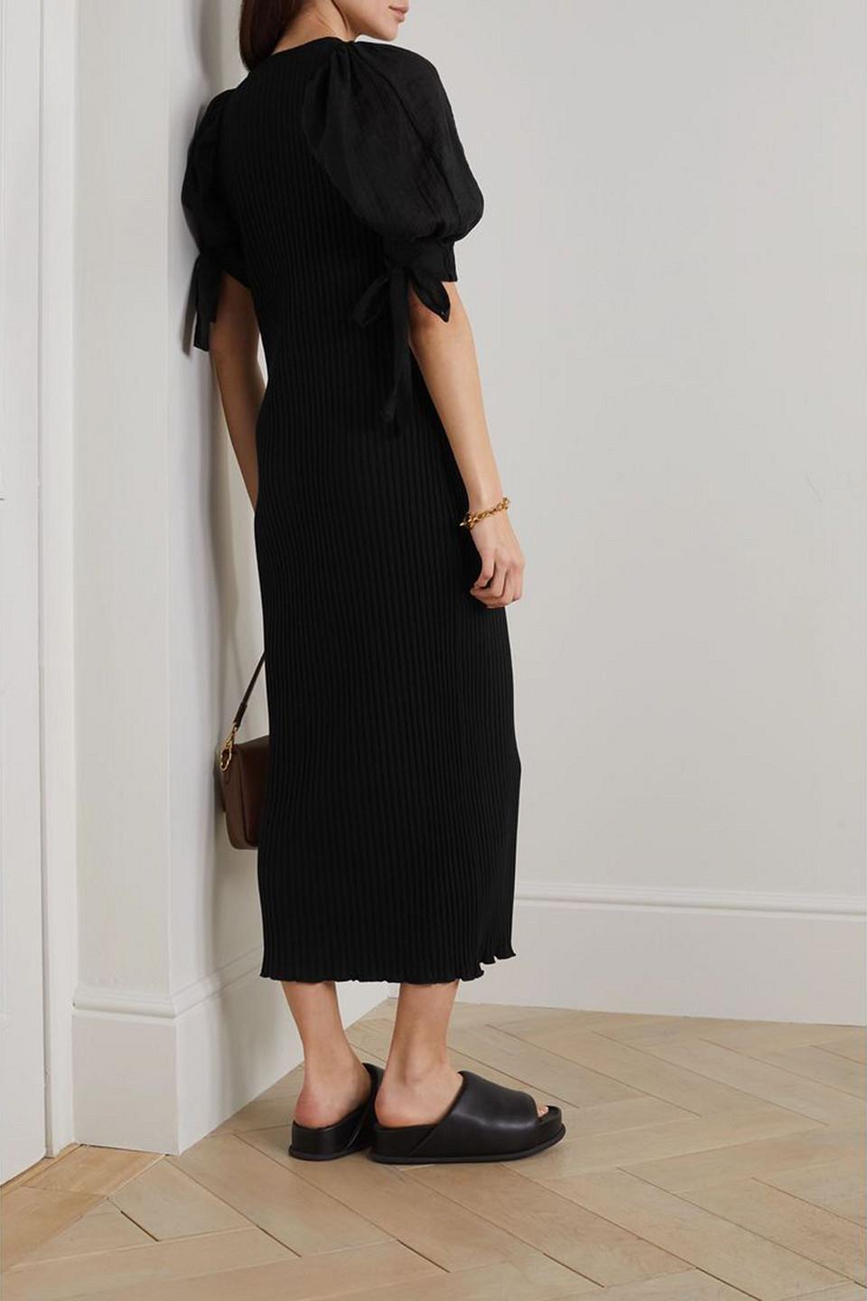 Mother Of Pearl Juliet Ribbed Stretch Cotton jersey Midi Dress in Black Lyst UK