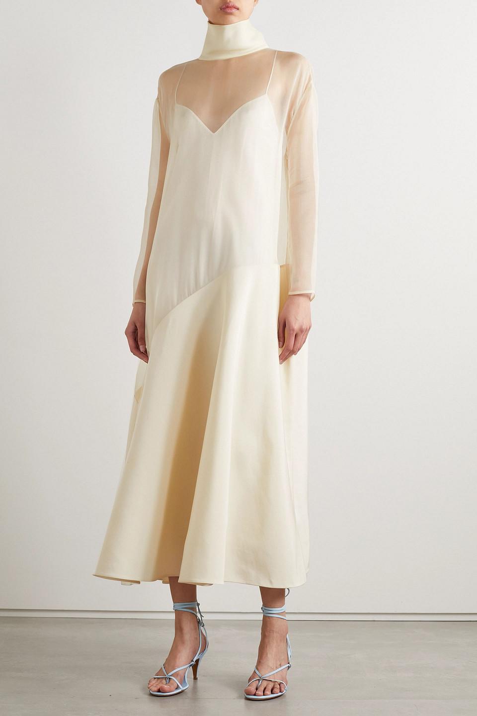 ワンピース KHAITE EFFY SILK AND COTTON LONG DRESS KHAITE Effy silk and cotton-blend organza midi shirt dress