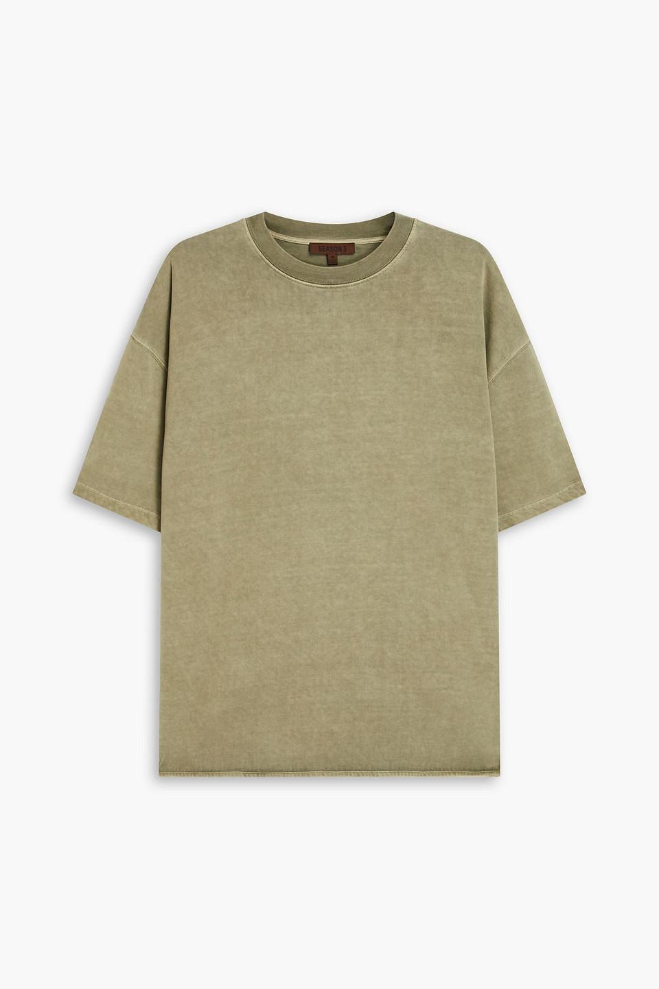 Yeezy Faded French Cotton-terry T-shirt in Green for Men | Lyst