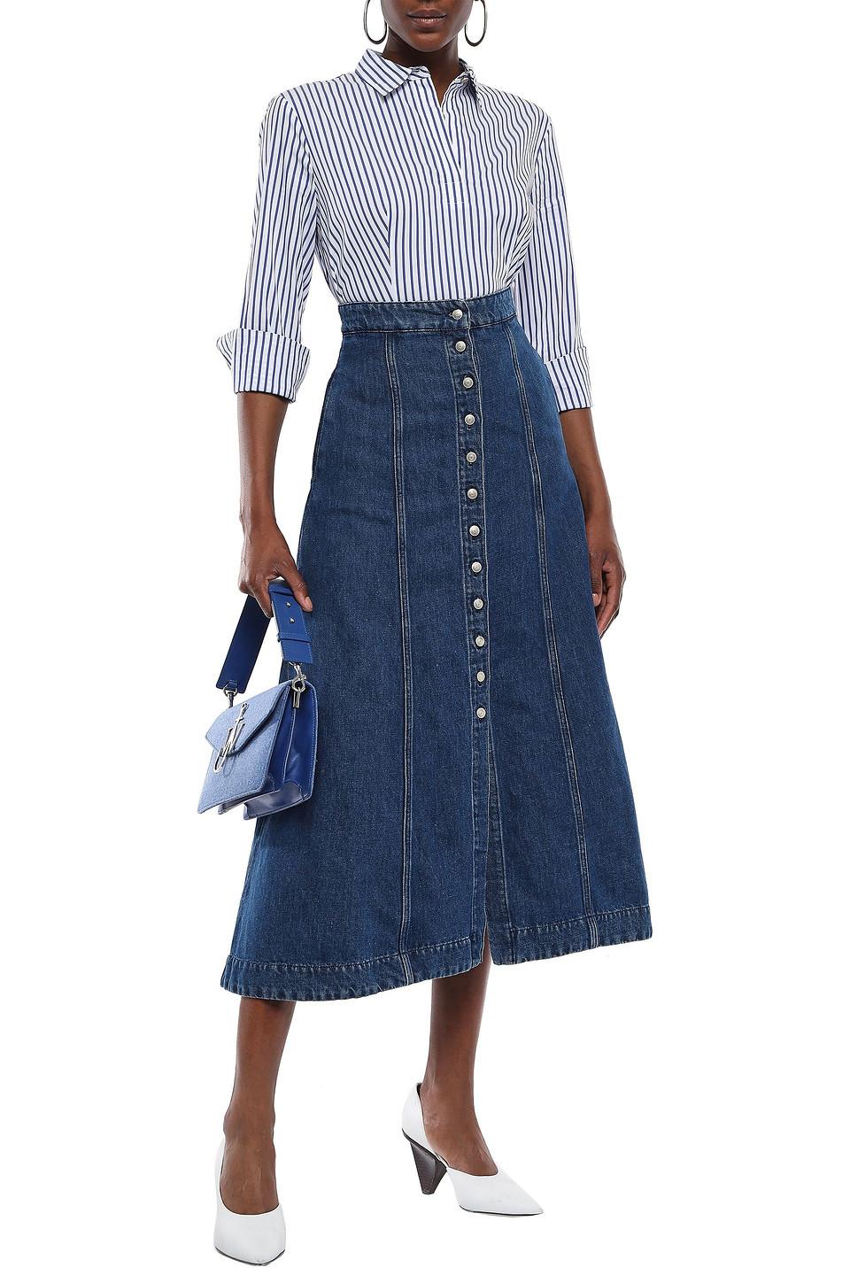 flared blue jean skirt