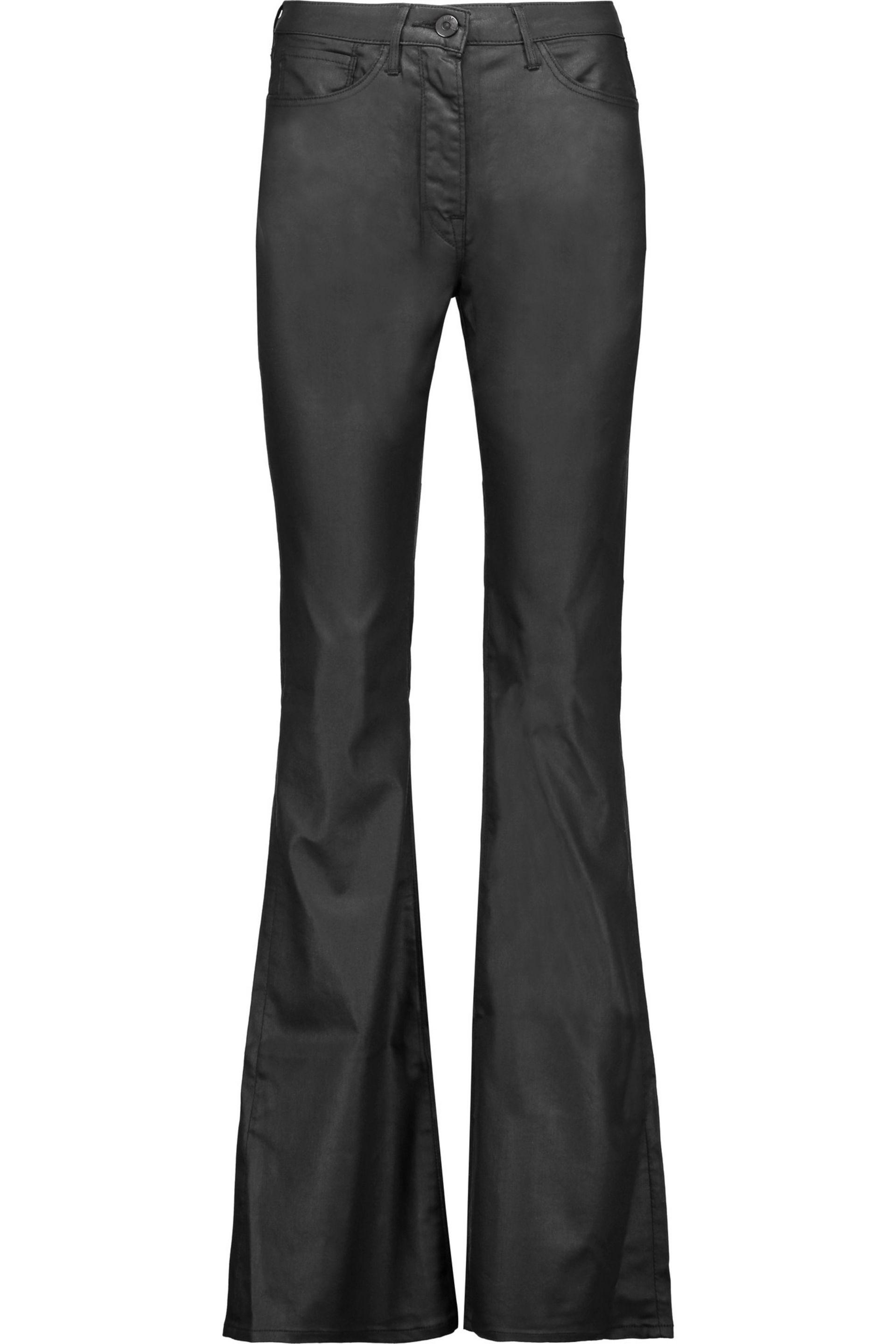 3x1 Denim Mid-rise Coated Flared Jeans in Black - Lyst