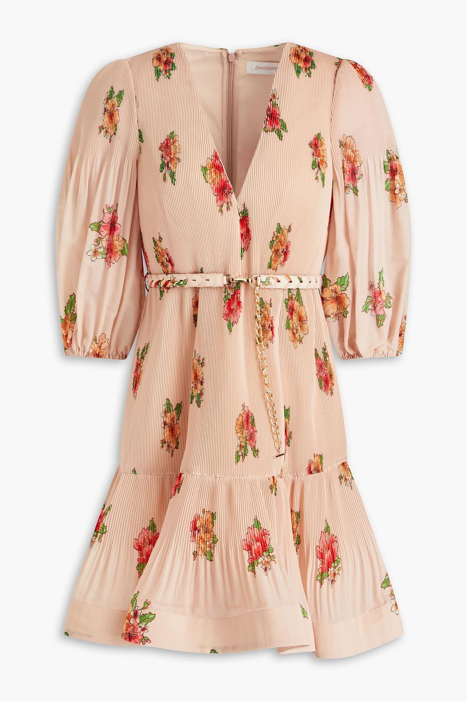 Zimmermann Fluted Floralprint Mini Dress in Pink Lyst