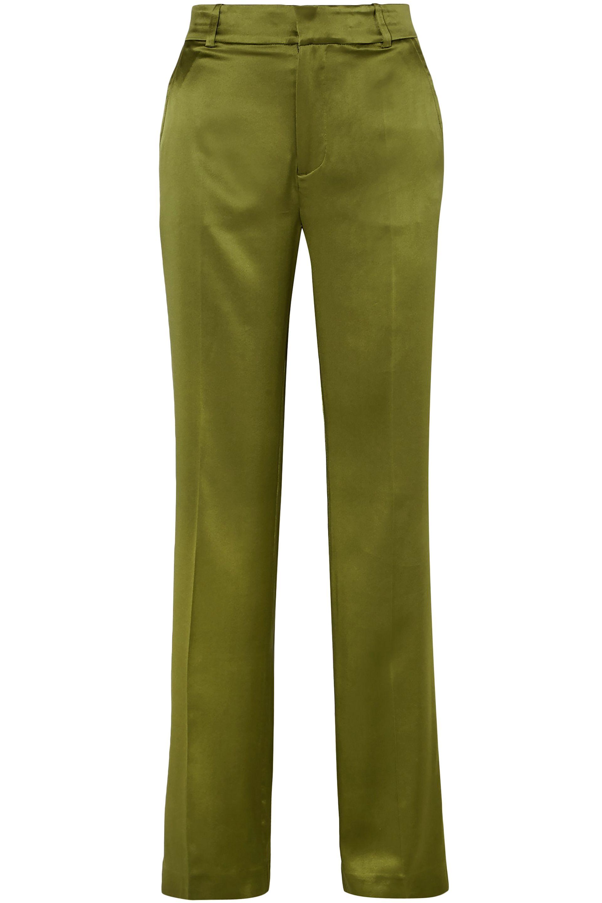 JOSEPH Silk-satin Straight-leg Pants Sage Green | Lyst