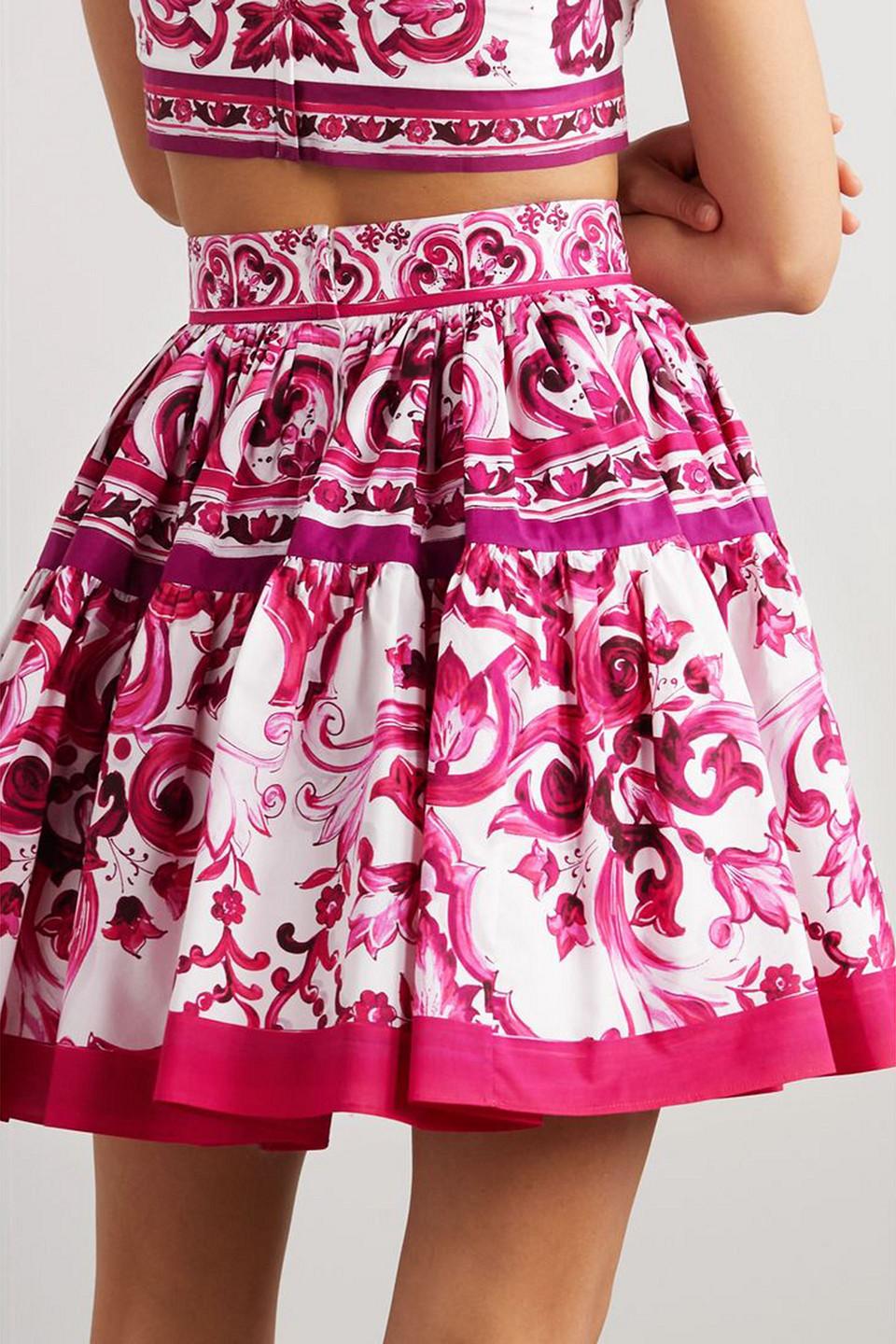 スカート Dolce & Gabbana Maiolica Cotton Skirt With Ruffles Maiolica cotton skirt with ruffles DOLCE & GABBANA - Nugnes1920