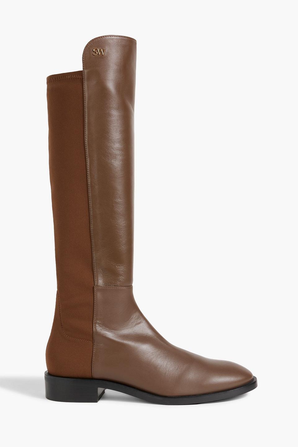 Brown stretch knee high boots top