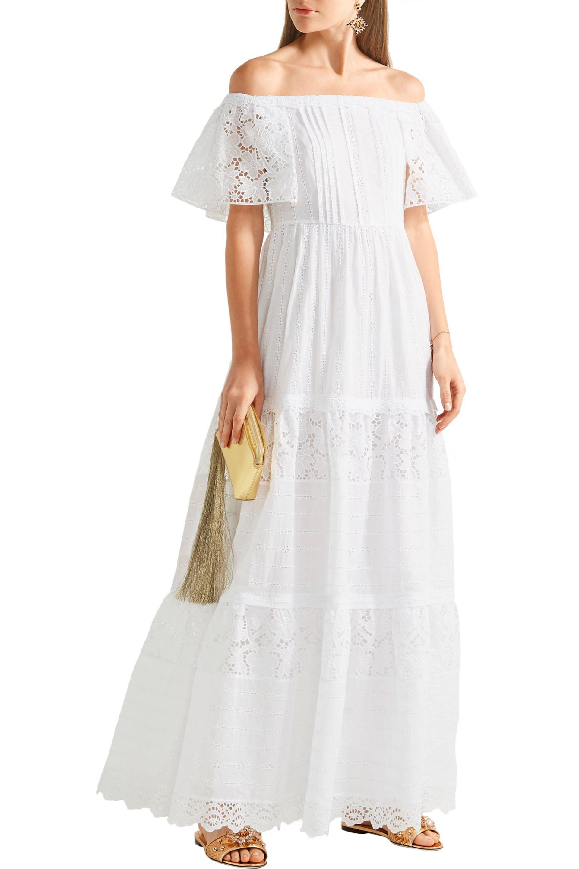 Valentino Off-the-shoulder Broderie Anglaise Cotton-blend Maxi Dress in ...