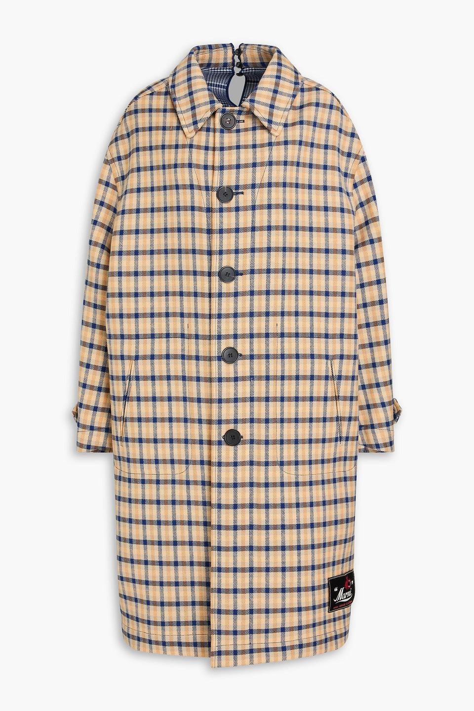 Marni Reversible Checked Woven Coat in Natural | Lyst UK