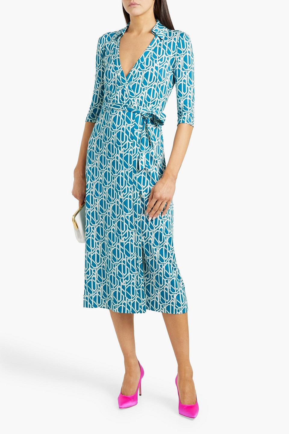 abigail silk jersey midi wrap dress Diane Von Furstenberg Abigail Silk Jersey Maxi Wrap Dress In Tiny Tiger Lily Black - 50% Off