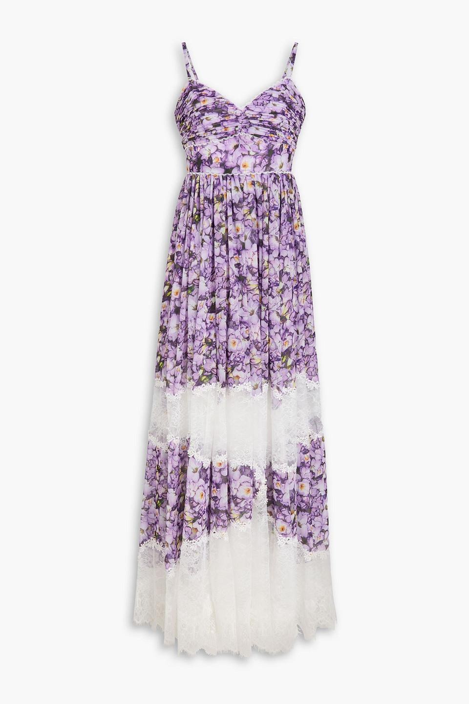 badgley mischka purple floral dress BADGLEY MISCHKA Purple Orchid Floral One Shoulder Gown XL