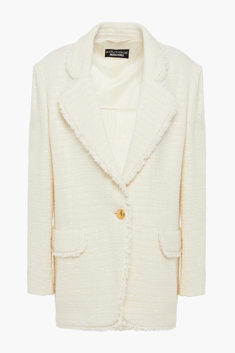 Boutique Moschino Frayed Tweed Blazer 