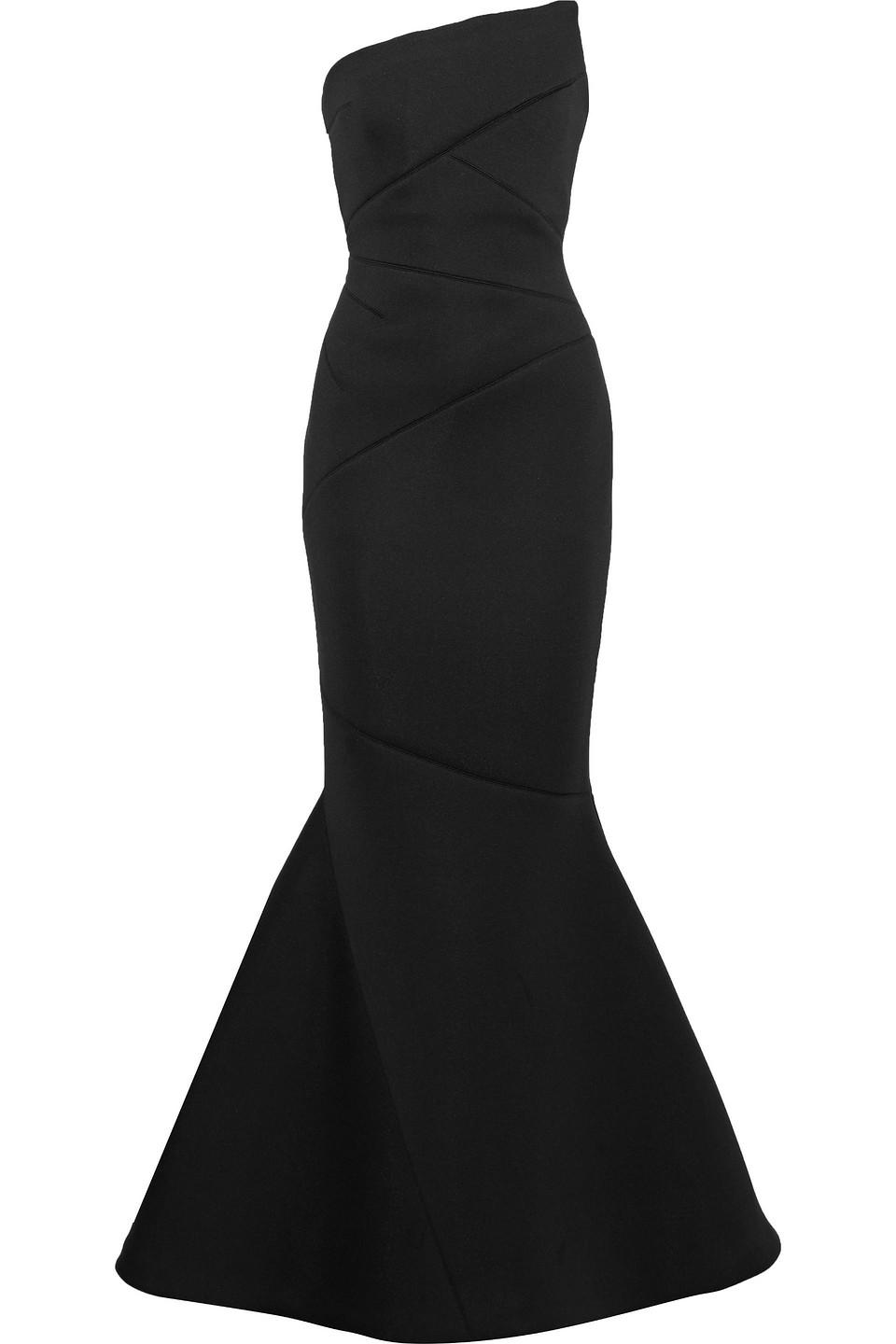 Rachel Gilbert Adelia Strapless Neoprene Gown Black | Lyst UK