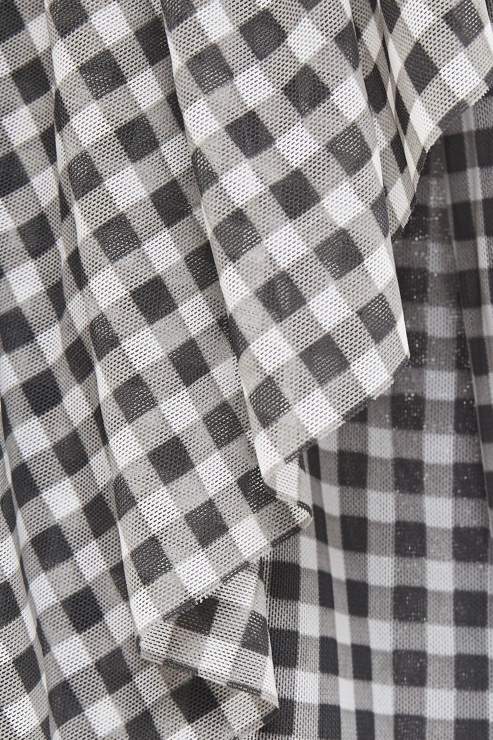 【Ganni】Ruffled Gingham Mesh Wrap Skirt Ganni Ruffle-trimmed Gingham Stretch-mesh Midi Wrap Skirt in