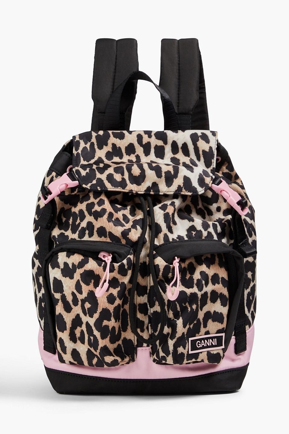Ganni Leopard-print Shell Backpack in Black | Lyst UK