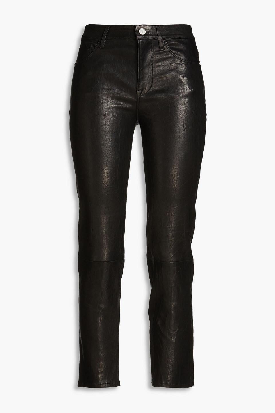 FRAME Le Jane cropped stretch-leather straight-leg pants