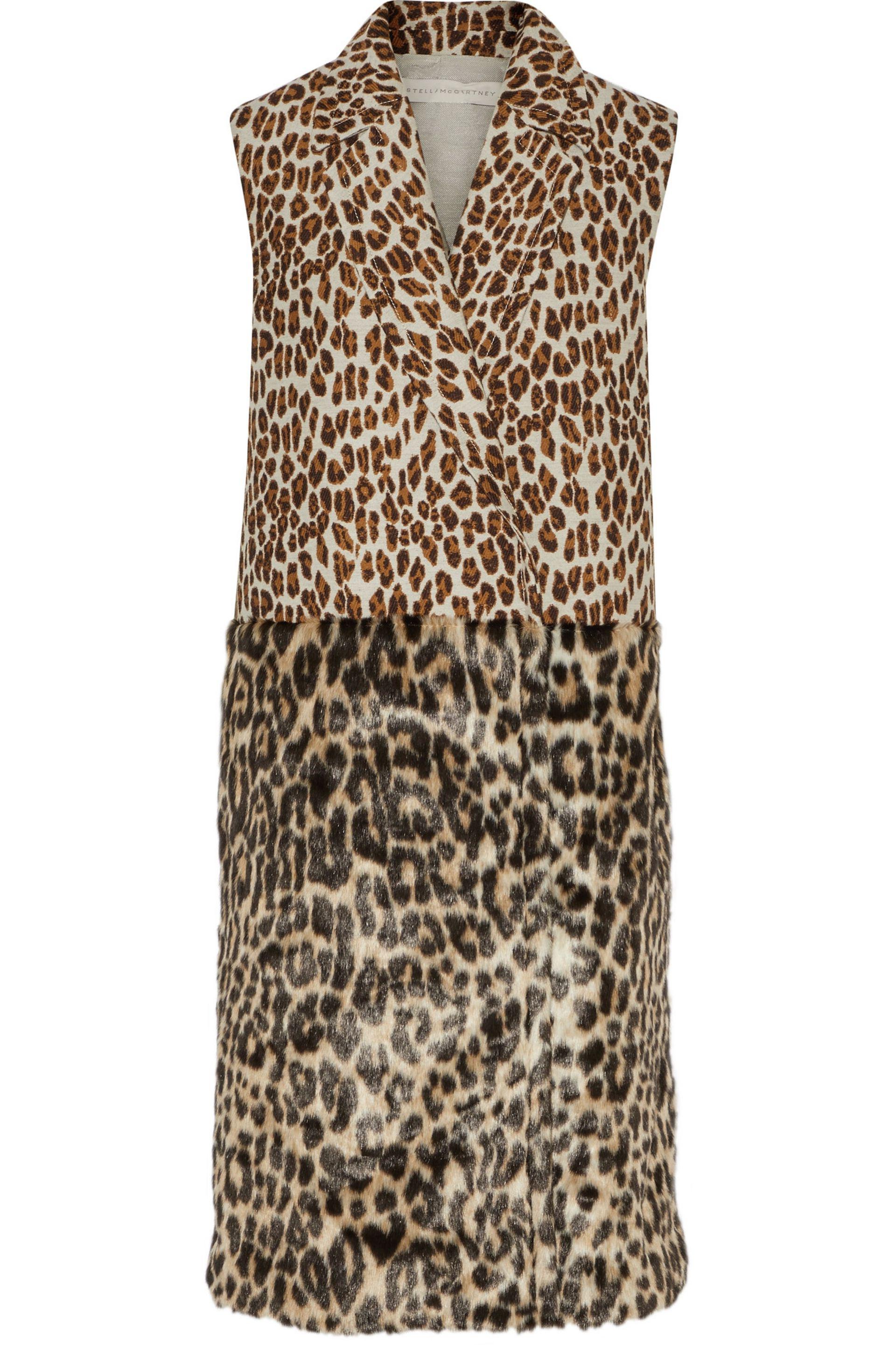 Stella McCartney Paneled Leopard-print Wool-blend And Faux Fur Vest Animal  Print | Lyst