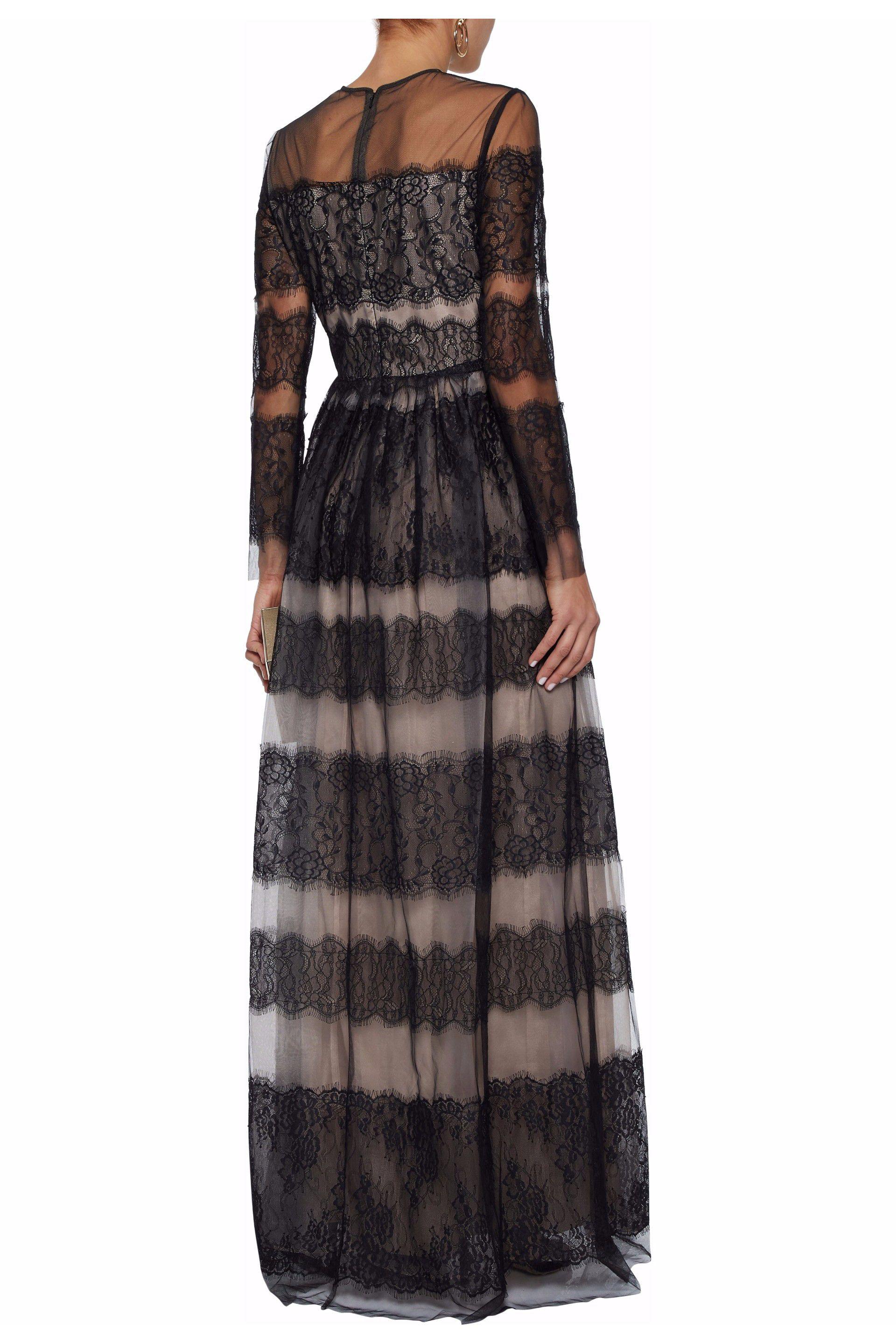 Mikael Aghal Woman Pleated Paneled Lace ...