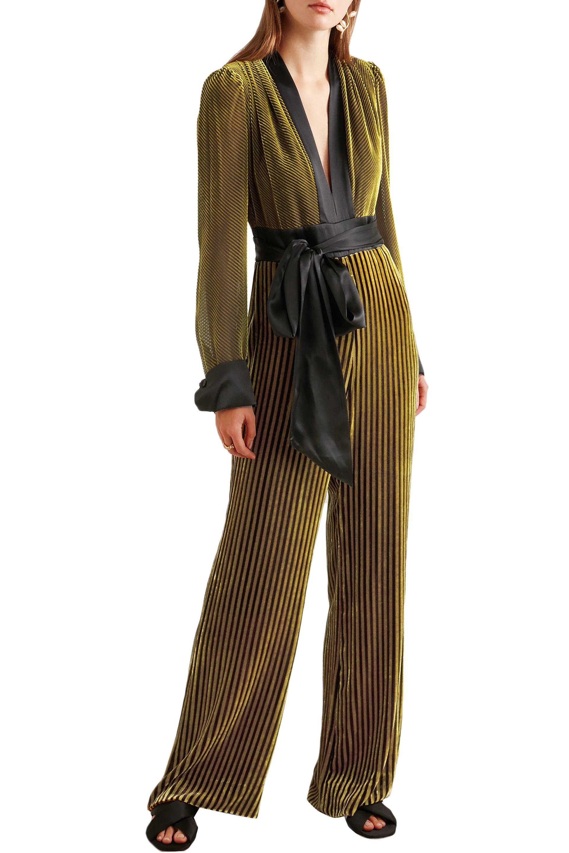 yellow velvet jumpsuit