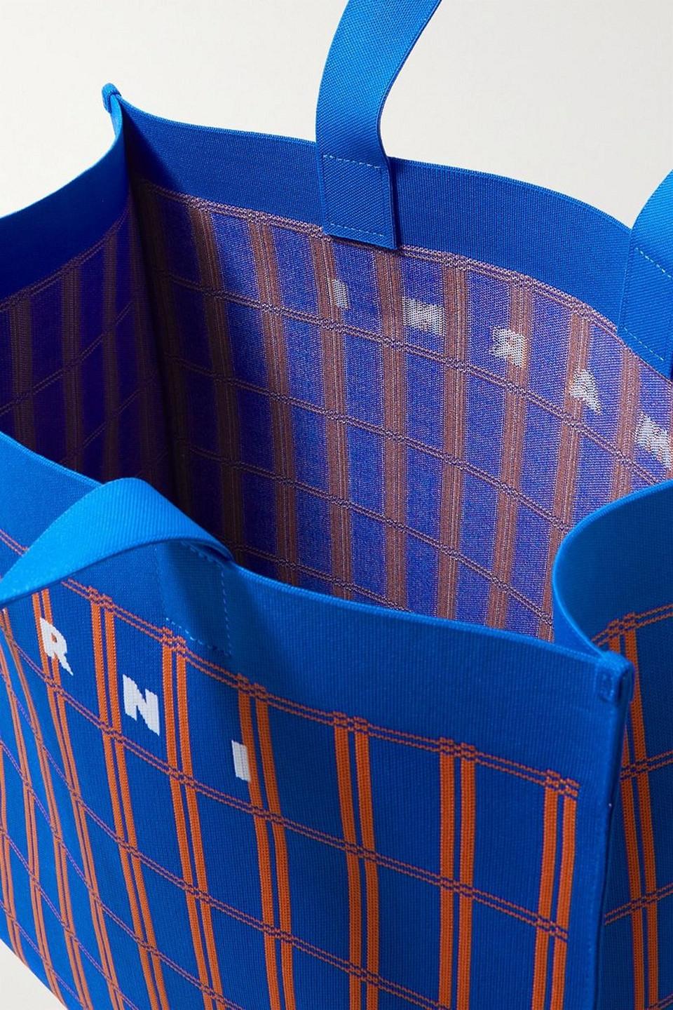 Marni Checked Jacquard-knit Tote in Blue | Lyst Canada