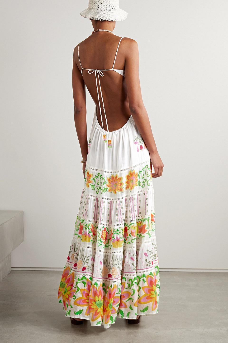 farm rio embellished floral print cotton voile maxi dress FARM Rio - Sand Palms Scarf printed maxi dress