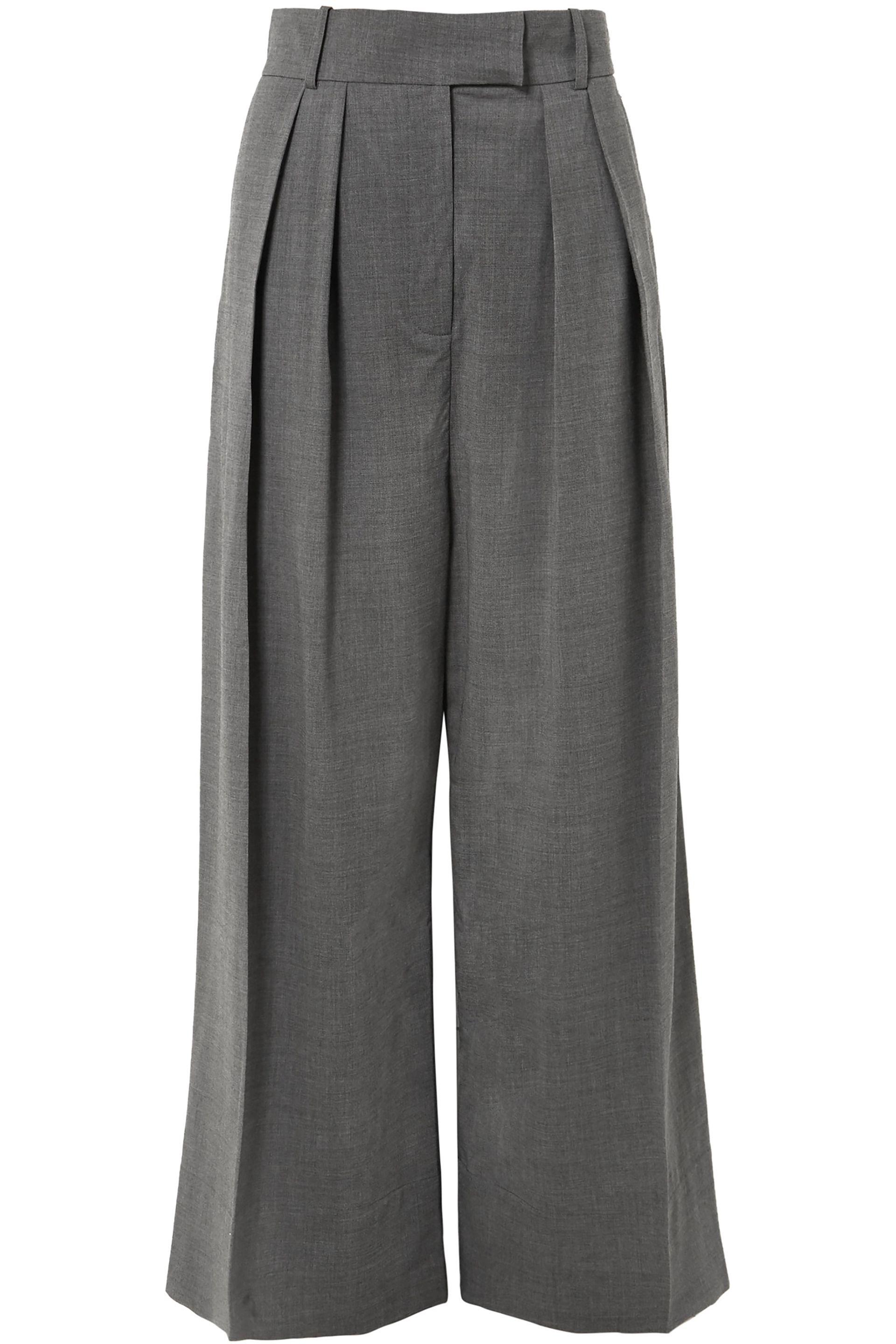 Awake Pleated Wool-blend Wide-leg Pants Gray - Lyst