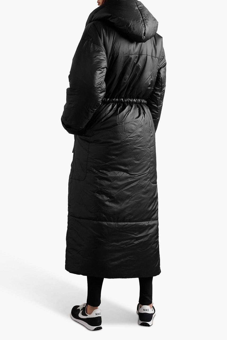 Norma Kamali Sleeping Bag Hooded Belted Shell Coat in Black | Lyst