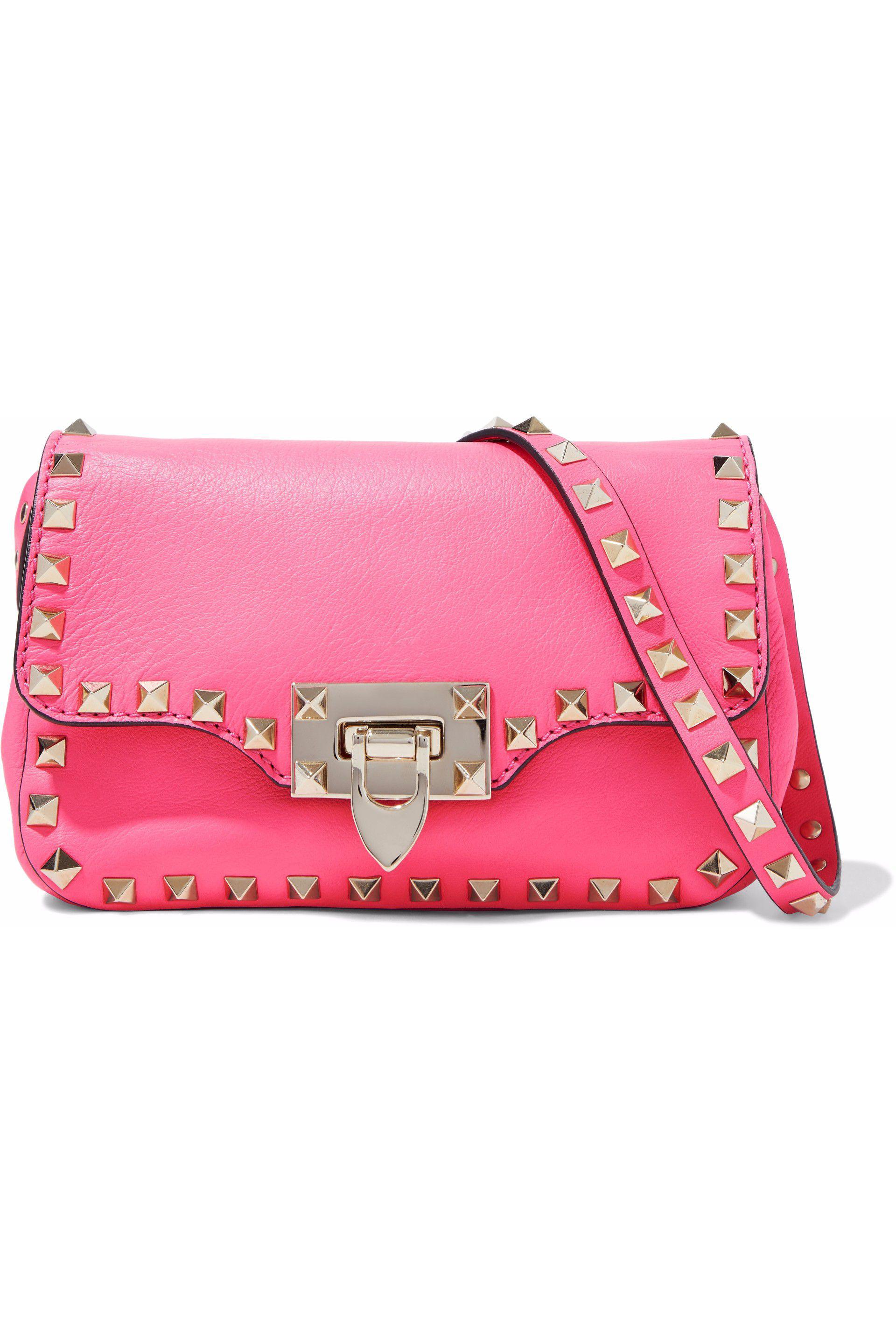 Valentino Rockstud Neon Leather Shoulder Bag Bright Pink - Lyst