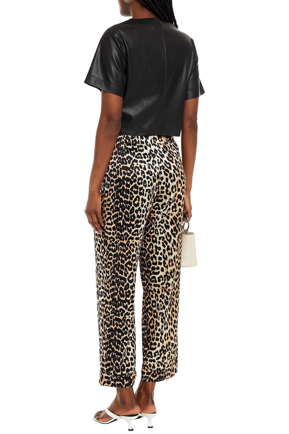 Ganni Leopard-print Silk-blend Satin 
