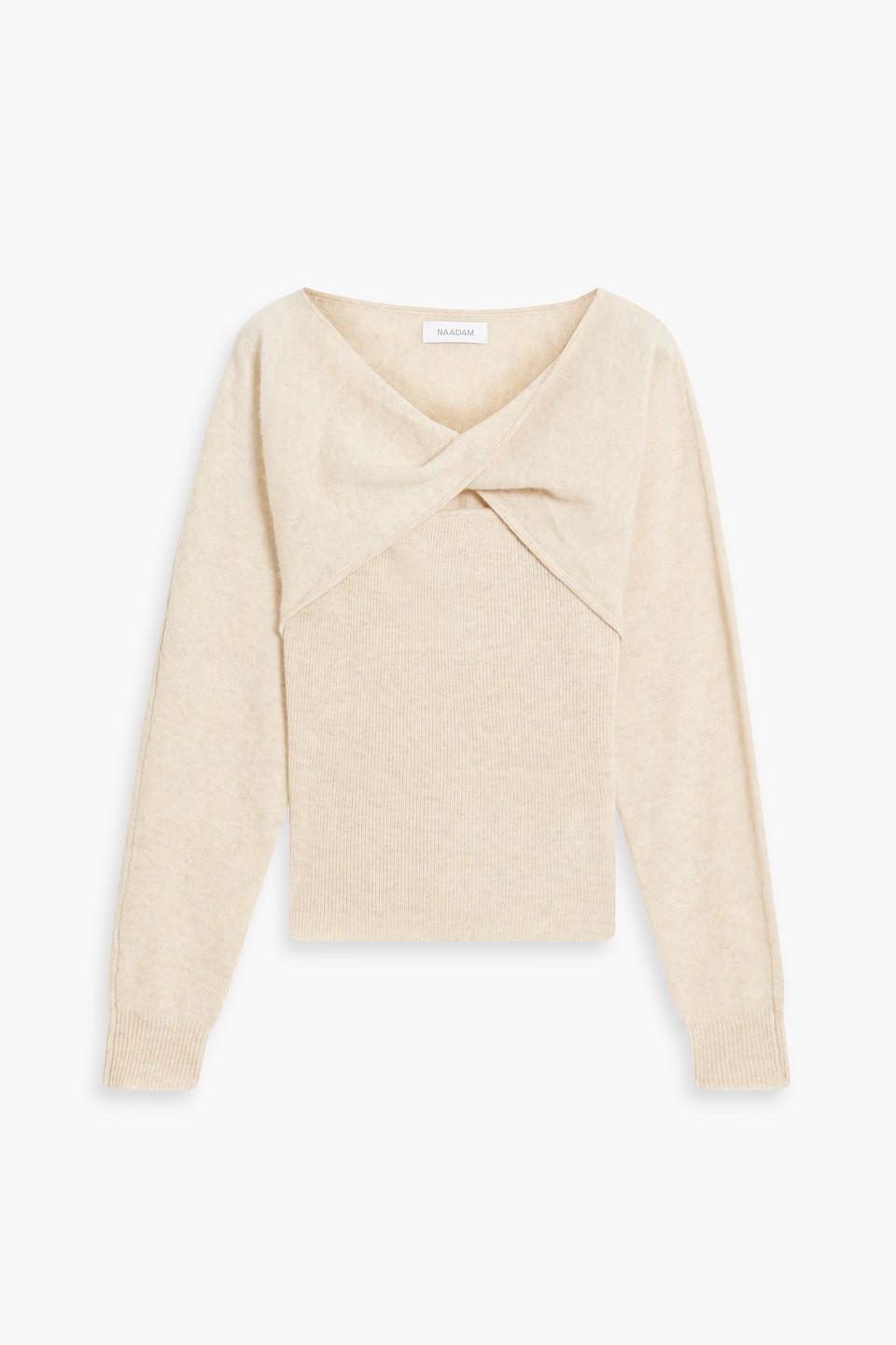NAADAM Layered Twist front Cutout Cashmere Sweater in Natural Lyst