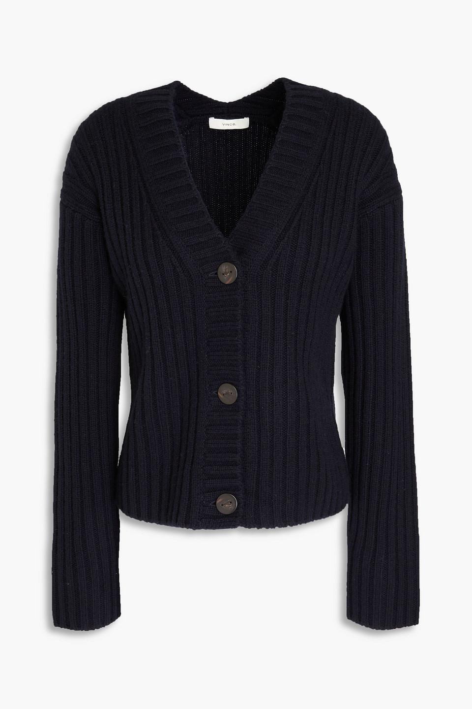 Wool Vince Ribbed Cardigan VINCE Sweater Womens M Wool Cashmere