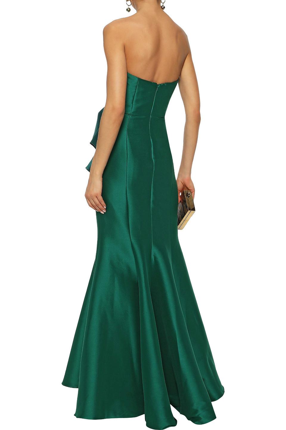 badgley mischka strapless bow front gown
