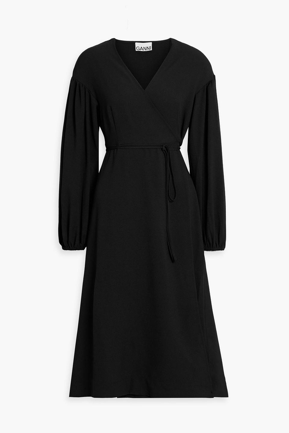 black crepe wrap dress