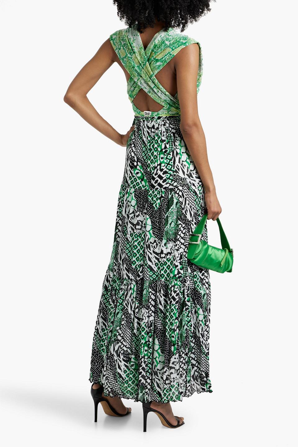 chinese dress ladies Snake Print Midi Slip Dress Made with Cupro Silk in Sharp Green Custom main image 0