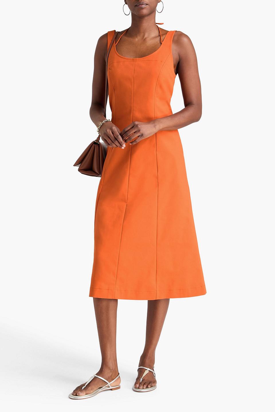 vince pima cotton midi dress Vince Pima Cotton-Blend Side-Drape Dress - Black - 40% Off
