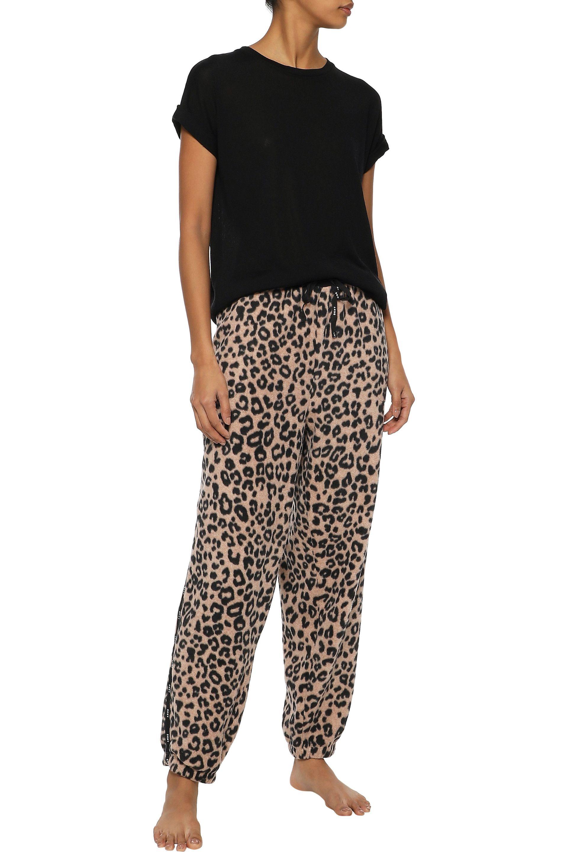 DKNY Woman Leopard-print Fleece Pajama Pants Animal Print
